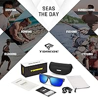 Vista 36 de TOREGE - Lentes de sol polarizados deportivos para hombres y mujeres, para ciclismo, correr, golf, pesca, TR26 Marco negro y lente plateado cobre