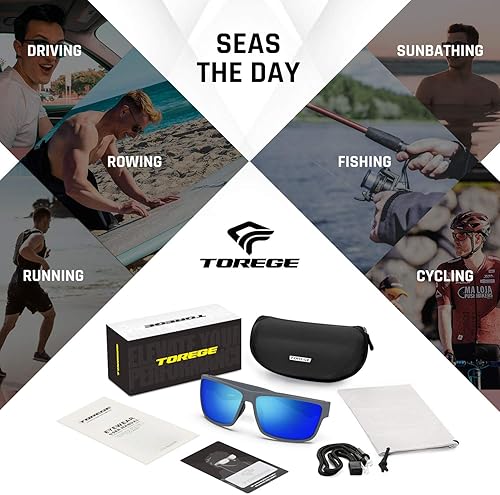 Miniatura 36 de TOREGE - Lentes de sol polarizados deportivos para hombres y mujeres, para ciclismo, correr, golf, pesca, TR26 Marco negro y lente plateado cobre