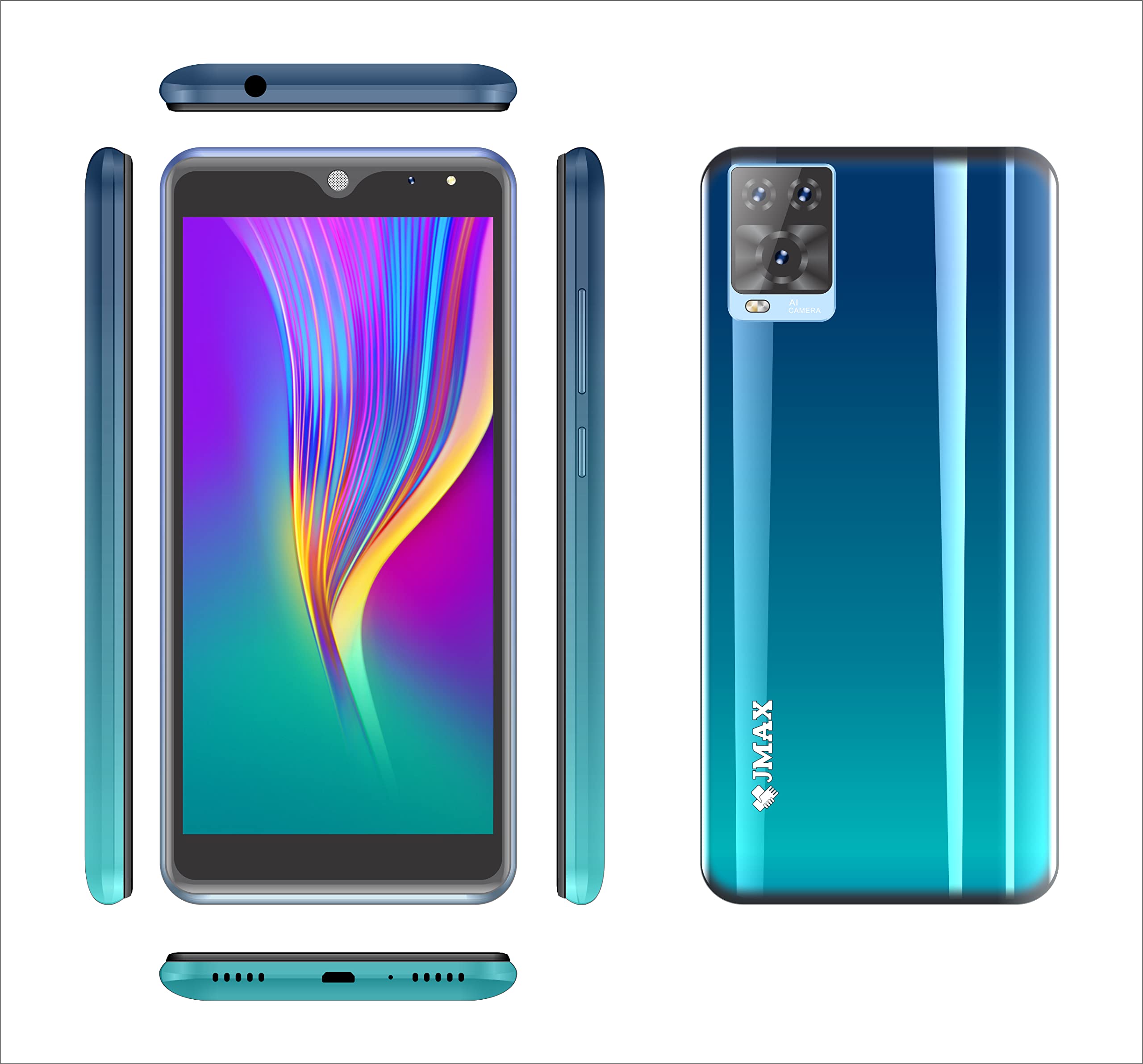 スマートフォン本体 050500F Bluejay 128GB Jmax V20 Sapphire Blue, 3GB RAM, 16GB ROM, 2500 mAh Battery, Face