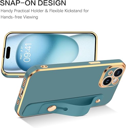 Miniatura 5 de BENTOBEN Funda compatible con iPhone 15 de 6.1 pulgadas 2023, ajuste delgado, de lujo, dorado, de poliuretano termoplástico suave, a prueba de