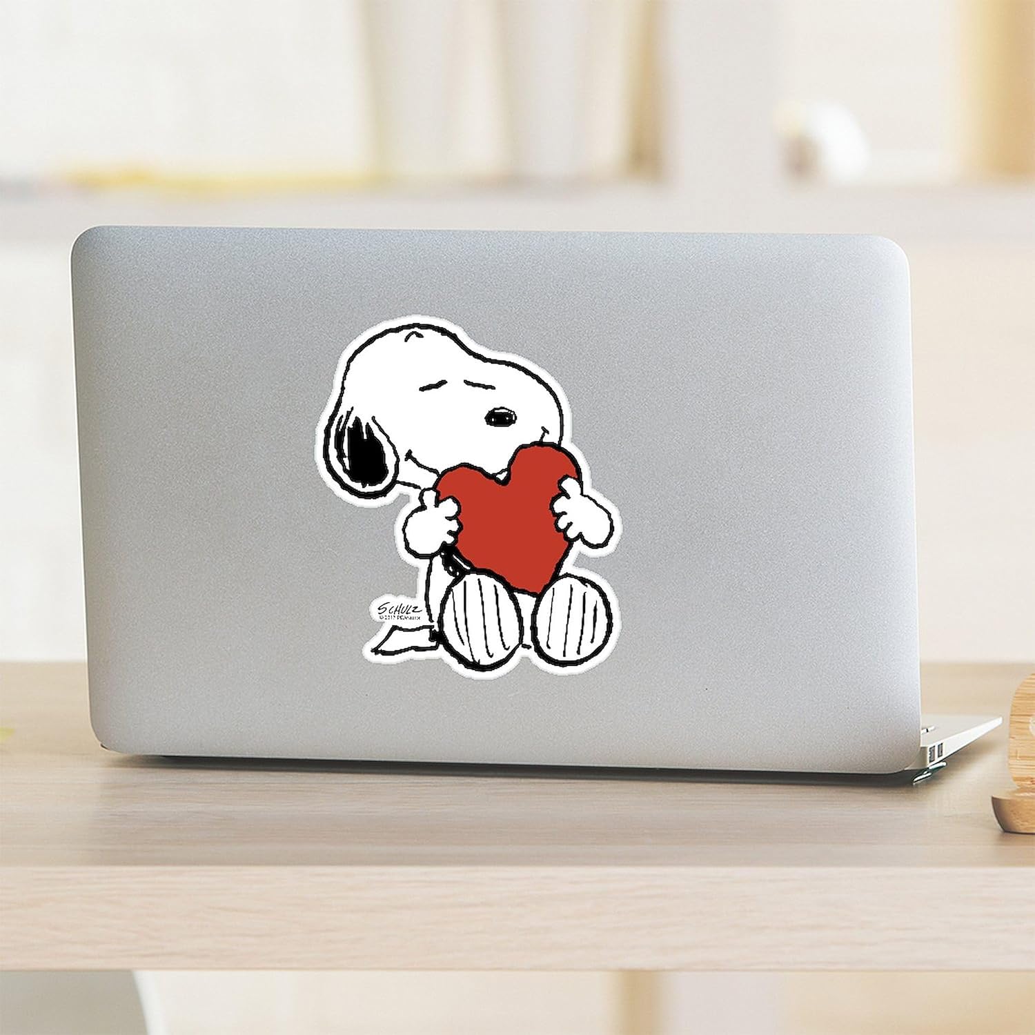 CafePress Peanuts: Snoopy Heart Medium Die Cut Sticker, 5.75" x 5.75" Glossy Finish