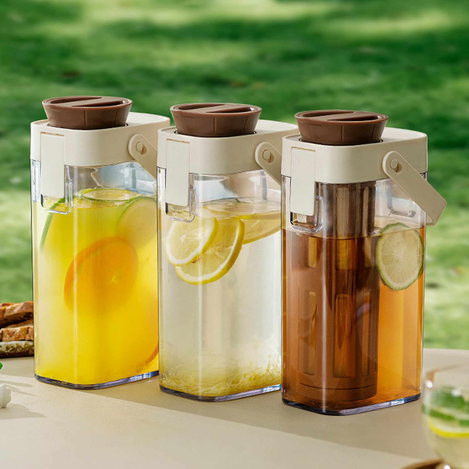 Jarra Para Café Frío - Jarra Para Té Con Capacidad Generosa Y Filtro Permeable Resistente Con Asa Y Tapa, Recipiente Sin Fugas Para Preparar Bebidas Refrescantes,Recipiente Resistente Que Ahorr