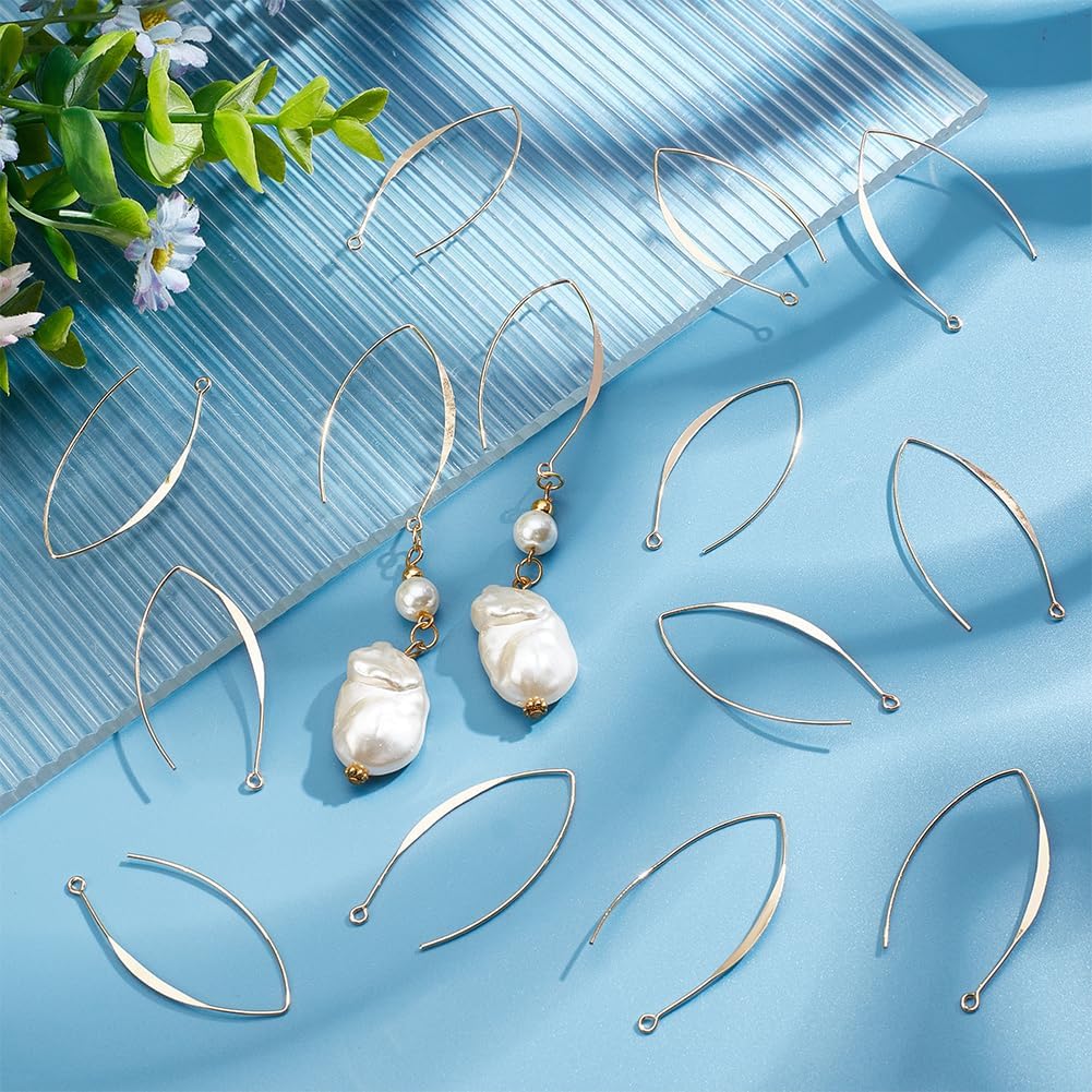 UNICRAFTALE 50Pcs Real 18K Gold Plated Earring Hooks V-Shape Ear Wires Metal Earring Hooks with Horizontal Loop Metal Ear Wires Drop Earring Hooks Finding for Jewelry Making DIY Earring Findings - Image 5