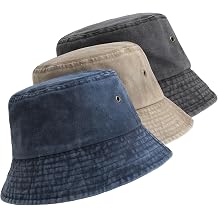 3 Pack Bucket Hat, Pure Washed Cotton Sun Hat, Retro Adjustable Wide Brim Hat for Men Women Unsiex Multicolour