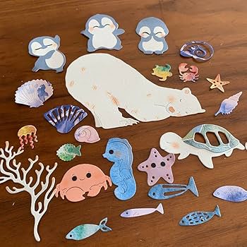 Amazon.co.jp: 水族館 ペーパークラフト アルバム素材 色紙素材