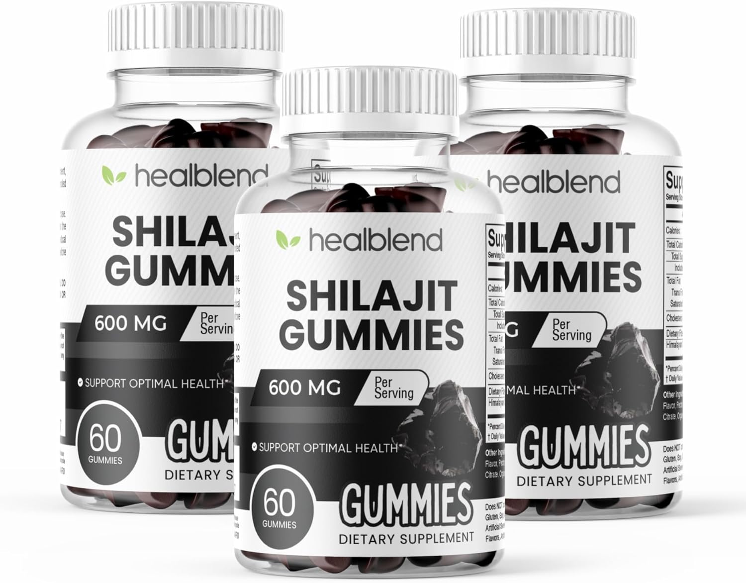 healblend Organic Himalayan Shilajit Gummies 600mg - Optimal Health, Energy & Immunity Support for Men & Women, Natural Fruit Flavor - 60 Gummy (3)