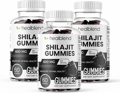 healblend Gomitas Shilajit orgánicas del Himalaya de 600 mg  Salud óptima, energía e inmunidad para hombres y mujeres, sabor a fruta natural  60