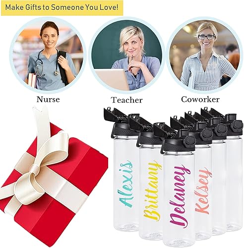 Miniatura 3 de Paquete de 6 botellas de agua transparentes a granel, botellas de agua de plástico reutilizables de 24 onzas con tapa y asa para beber, a prueba de