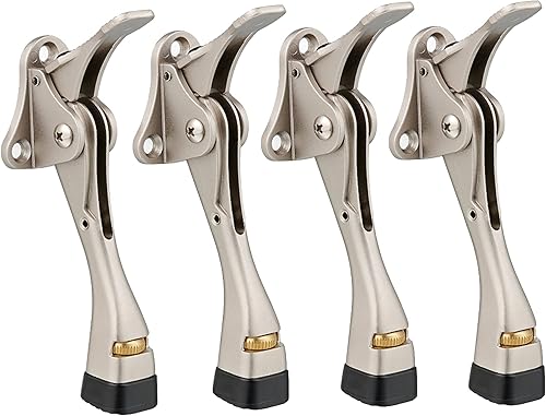 HOME&I Easy Pedal Kick Down - Tope de puerta para puerta de paso fácil, calidad premium, pie de goma ajustable en altura, 4 pulgadas (níquel