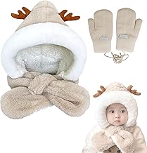 2 in 1 Children's Hat and Scarf, Winter Baby Hat with Gloves and Neck Warmer – for Boys and Girls from 1 to 4 Years, 2 Pieces