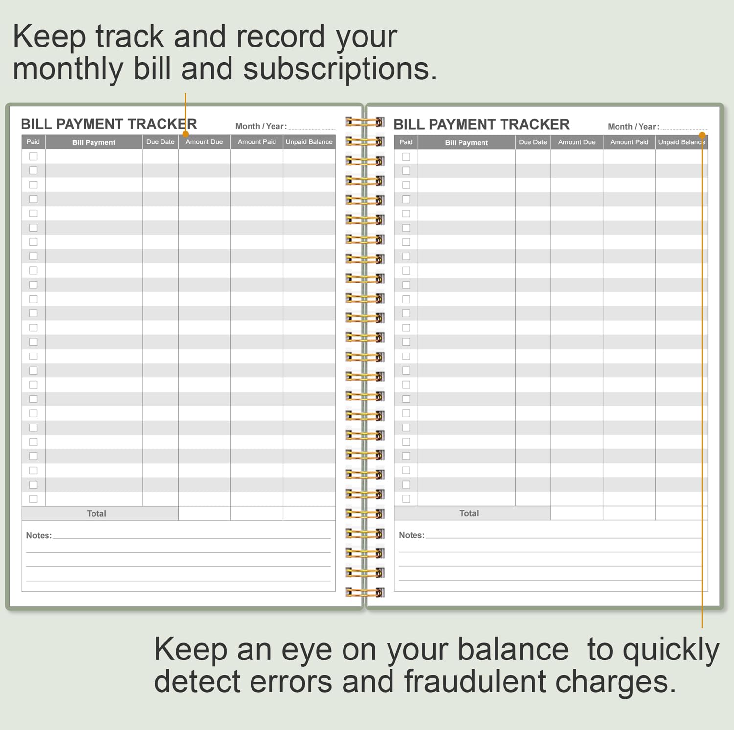 Bill Payment Tracker Notebook, Monthly Bill Organizer & Planner for Personal Budgeting Financial Payments Checklist Organizer - Image 3