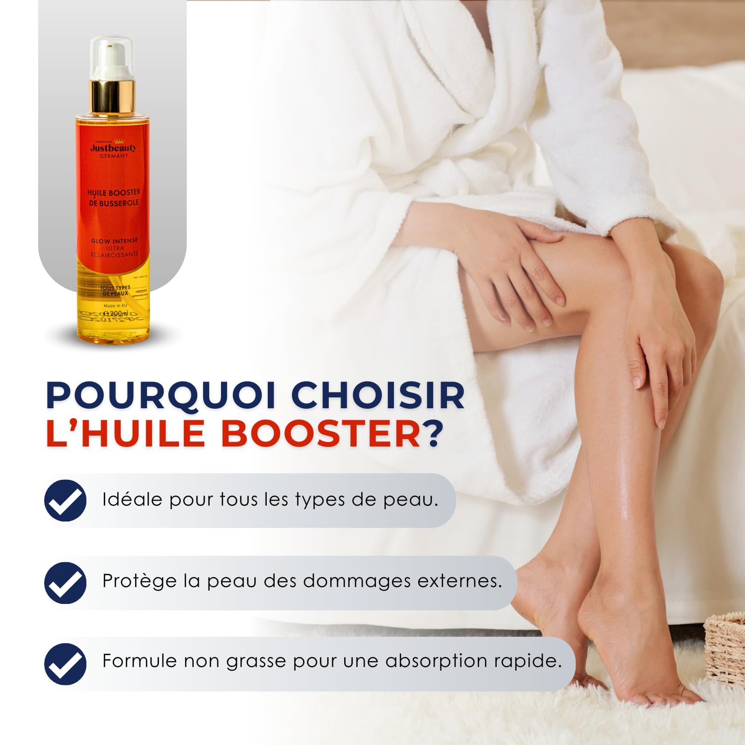 Huile Booster de Busserole - Glow Intense 200ml | Soin Éclaircissant Anti-Taches | Unifie le Teint & Illumine la Peau | Hydratation & Éclat Naturel