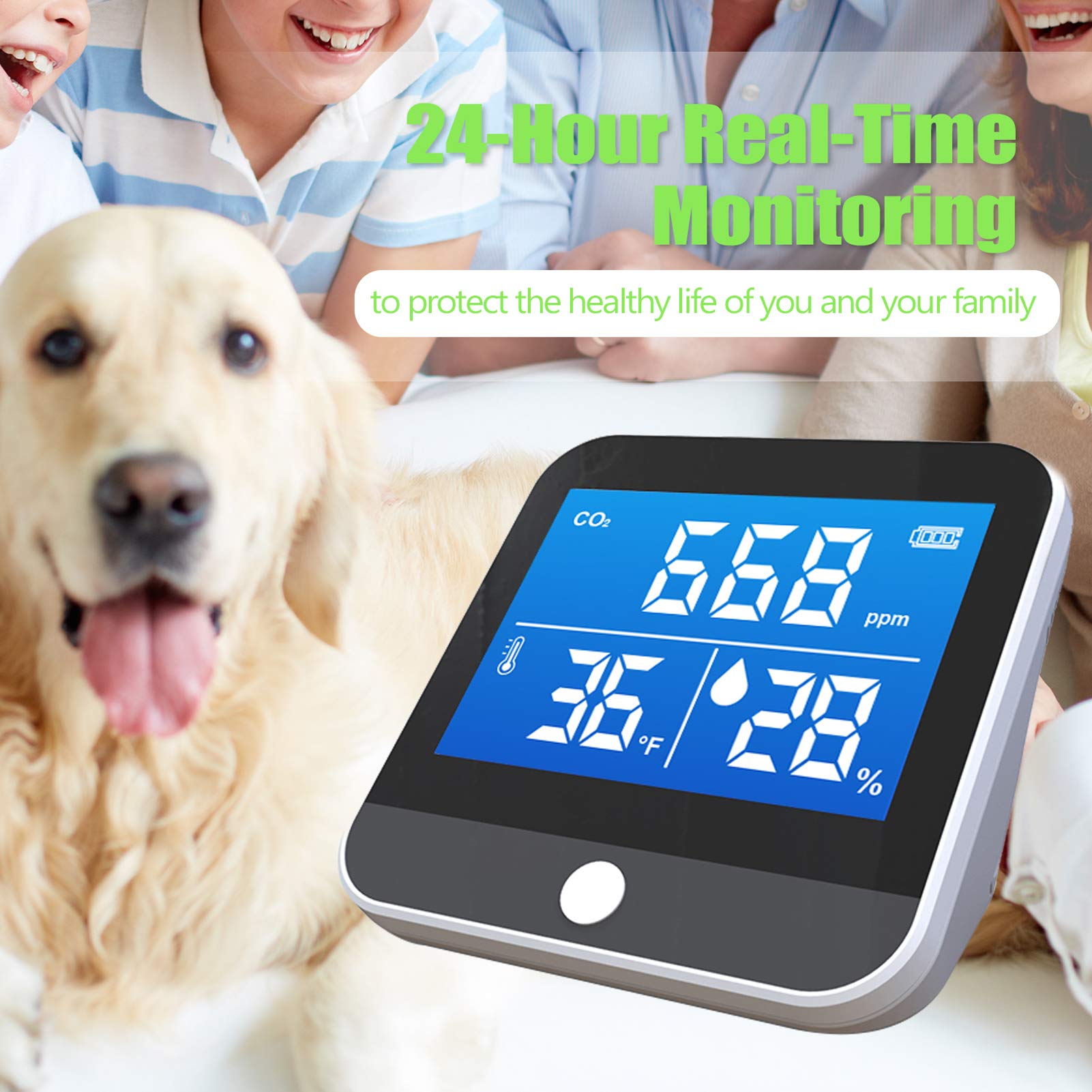 DM306C - Monitor de temperatura y humedad de CO2 portátil, detector multifuncional infrarrojo NDIR, para escritorio, hogar, herramientas de detección altamente precisas, eficiente