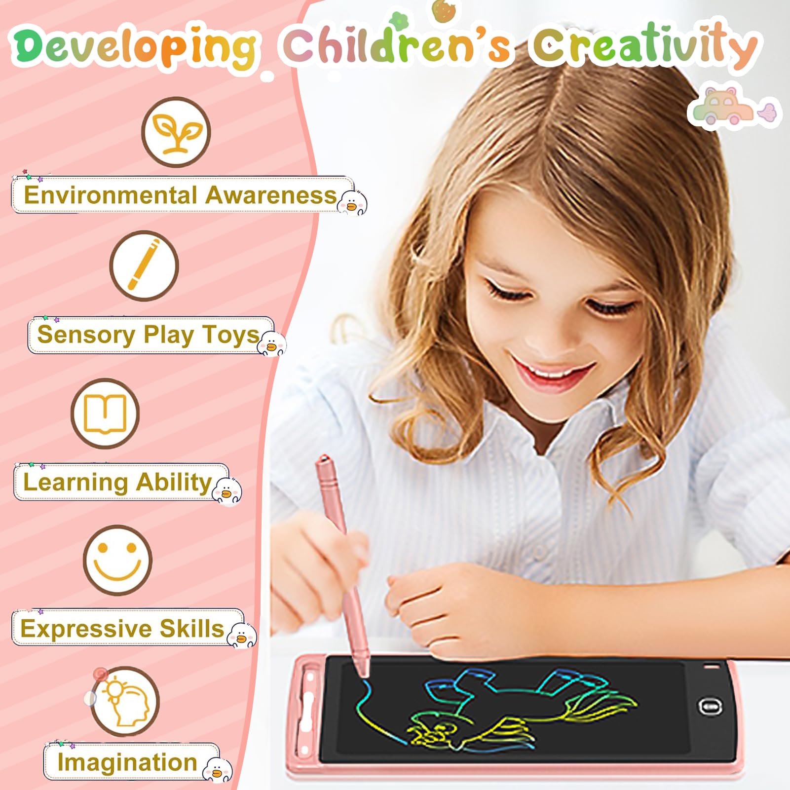 Yidedraw Toys LCD Writing Tablet 4PC 8.5 Inch Colorful Screen Drawing Tablet, Doodle Board for Ages 3-12 Years Old Boys Girls, Electronic Drawing Pad for Kids, Gifts for Christmas & Birthday — view 4