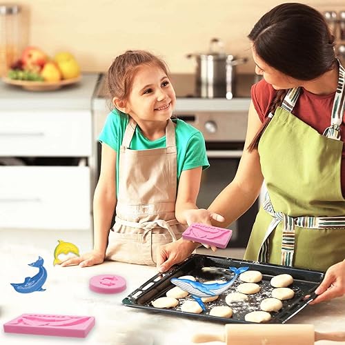 Miniatura 4 de Moldes de silicona para chocolate con delfín, molde para fondant de playa con peces de ballena para decoración de tartas temáticas de océano,