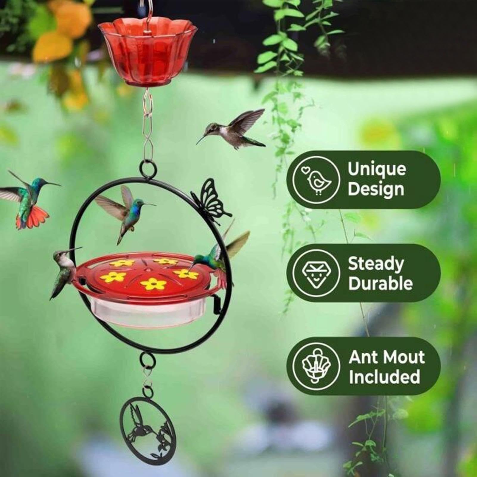 Mangiatoia Per Colibrì In Metallo Supporto Per Alimenti Robusto E