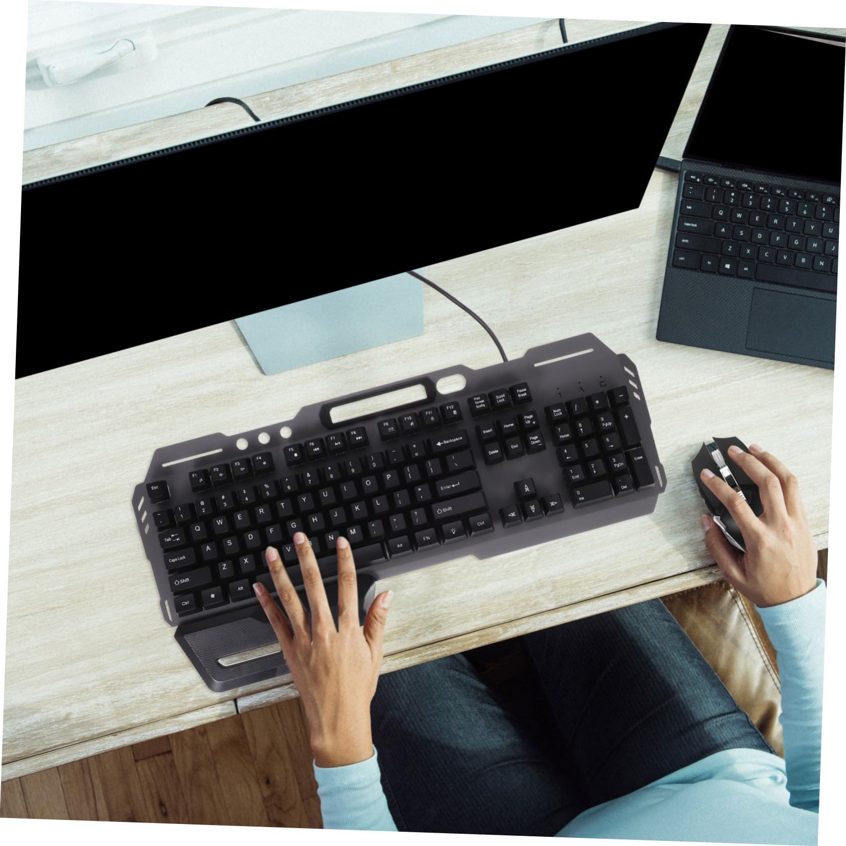 Clavier USB Filaire Rétroéclairé 104 Touches pour Bureau Et Gaming, Matériel De Jeu Informatique Pc, Usage Professionnel Et Maison, Robuste Et Pratique, Noir