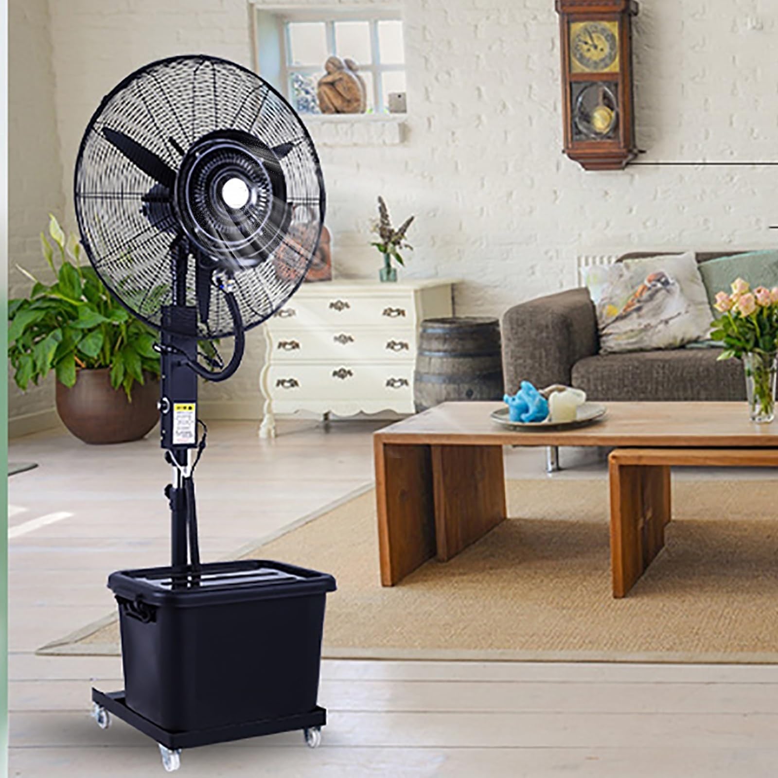 asdchZen Oscillating Pedestal Misting Fan, Outdoor Patio Cooling Spray Fan, 750Mm, Portable For Garden, Pool,Adjustable-750mm (30in)