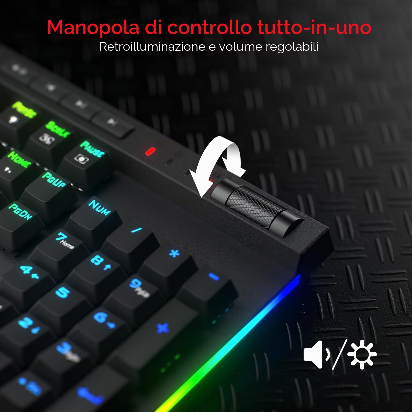 Redragon K580 PRO Tastiera Gaming Meccanica Wireless 3 Modalità RGB HotSwap | Controllo Multimediale Dedicato Registrazione Macro Integrata Interruttore Rosso US PC