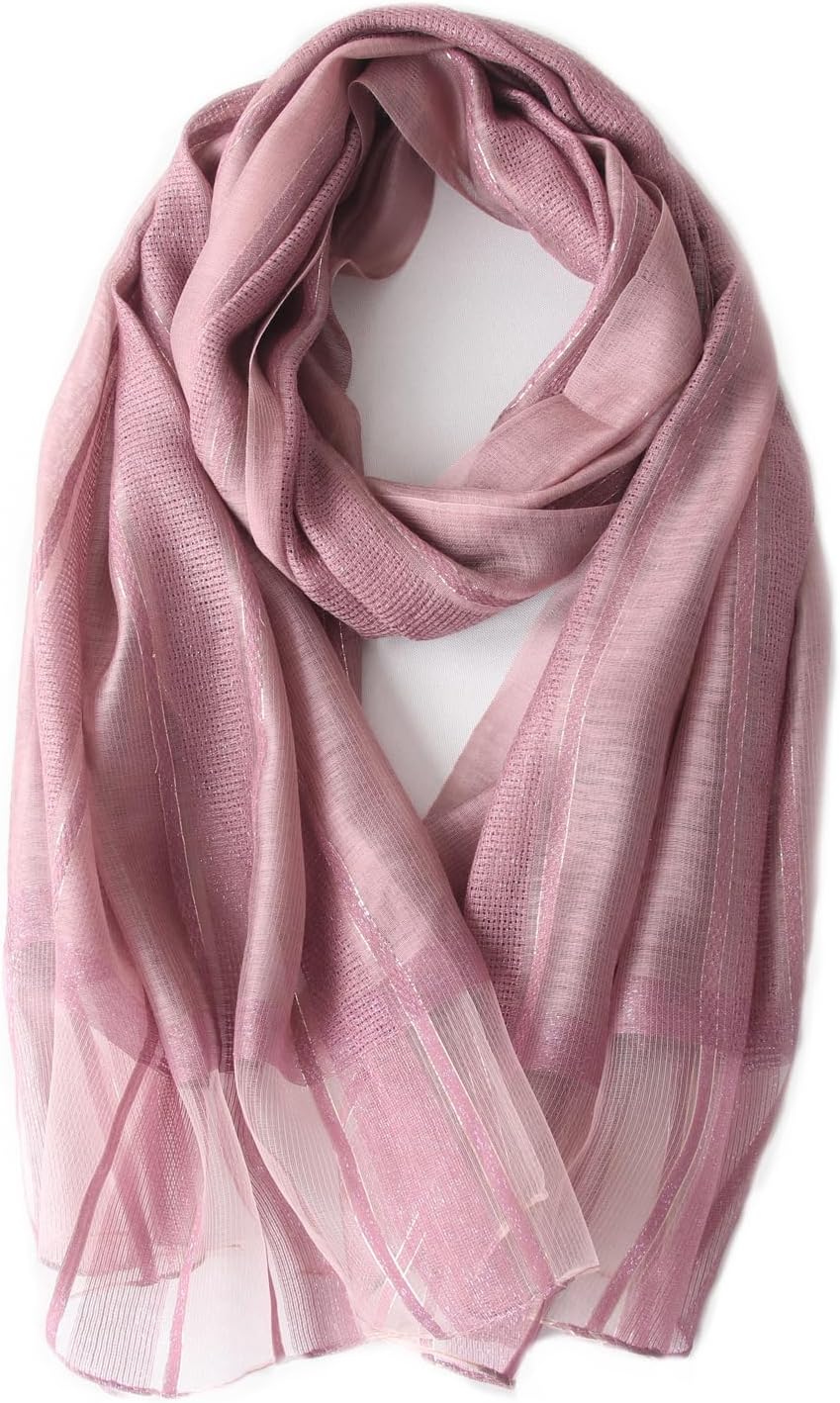 Lzylvta Silk Wool Scarf Elegant Soft Scarf Shawls and Wraps for Weddings Thin Shade Scarves for Women