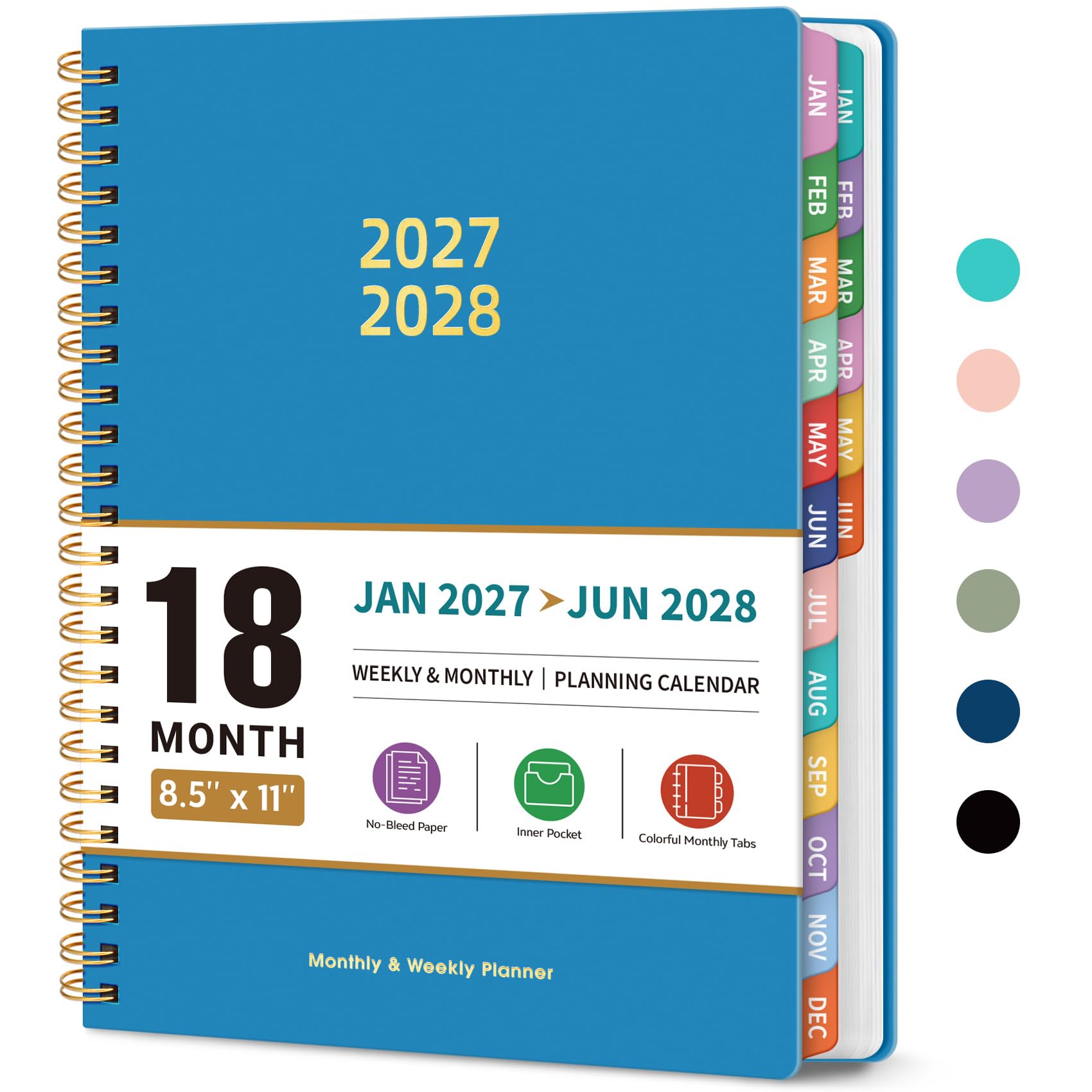Taja Planificateur de janvier 2027 à juin 2028, 18 mois, mensuel et