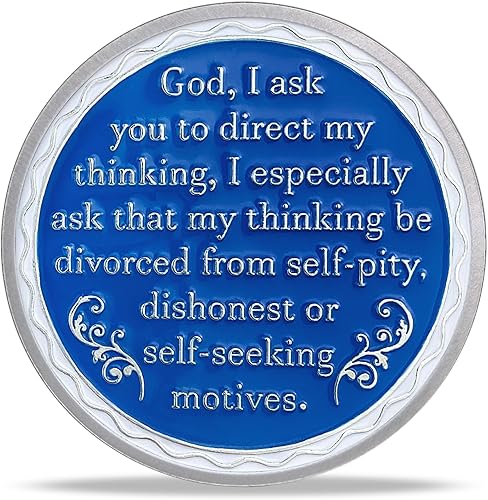 Miniatura 9 de Moneda de sobriedad del océano arcoíris  Moneda AA Serenity  Medallón de chip AA HA con cita inspiradora  Narcóticos alcohólicos anónimos regalos