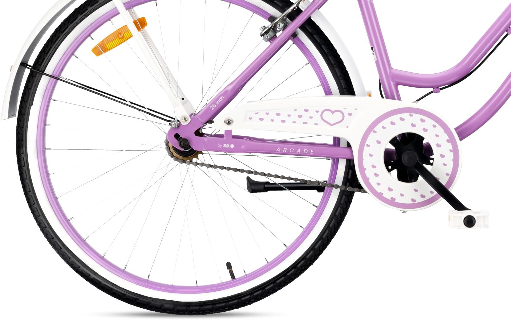 sun baby HEART BIKE Bicicletta da città donna 26 pollici, bici per donne adulti 26" - 7 marce, freni V-Brake, telaio in acciaio, portapacchi, parafanghi