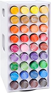 SANFURNEY Craft Paint Storage Rack, 72 Holes Spinning Paint Storage Tower, 2oz Craft Paints Organizer Holder Stand