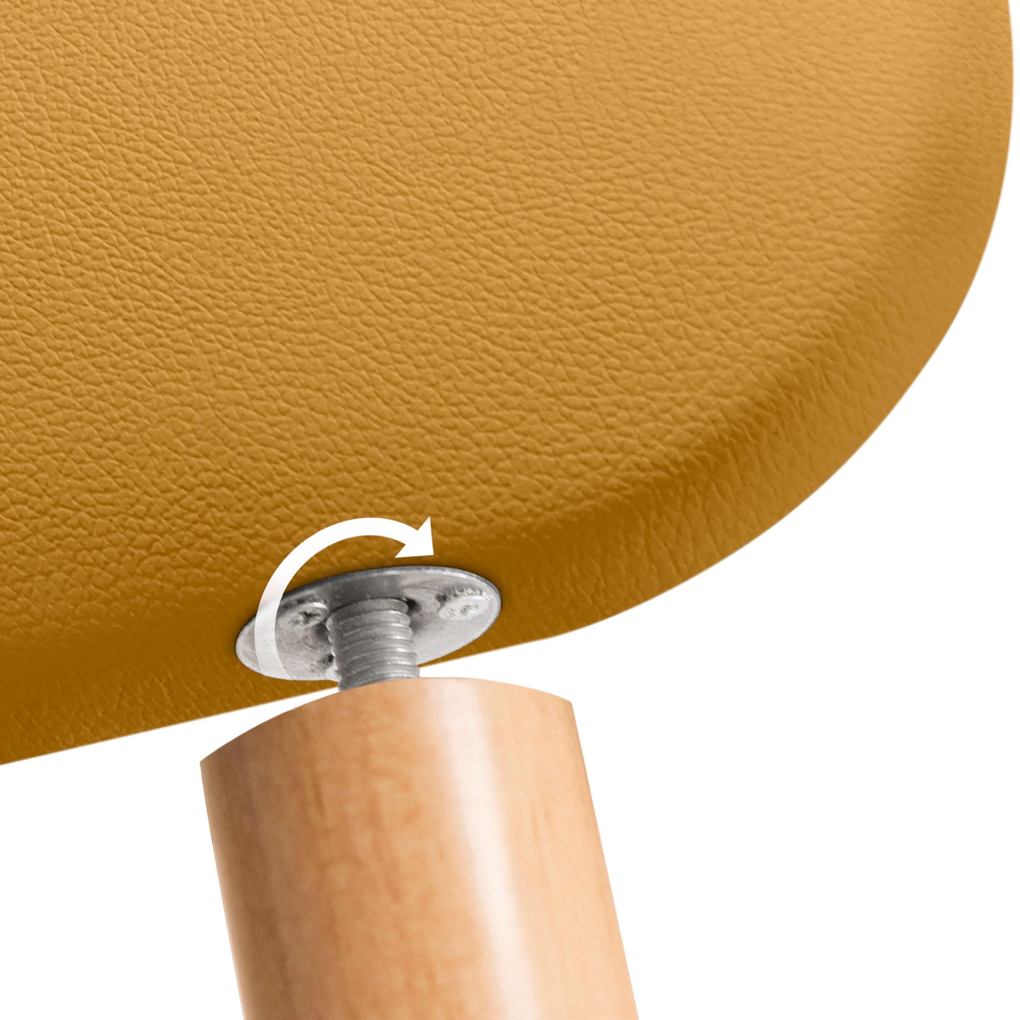 DHOME Tête de Lit Capitonnée Unie Arrondie en Similicuir avec Pieds pour Mur Têtes de Lit Acoustiques Absorbantes Tête de Lit Chambre à Coucher (Moutarde, 150cm)