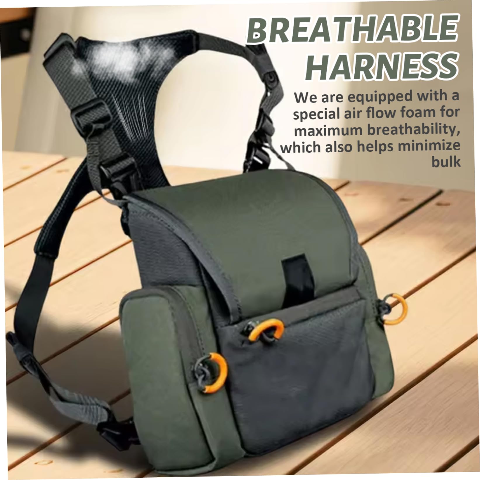 Fernglasgeschirr, atmungsaktiv, verstellbar, Jagd-Brusttasche mit Mehreren Taschen, wasserdicht, Jagdtasche für Männer und Frauen, Tarnung