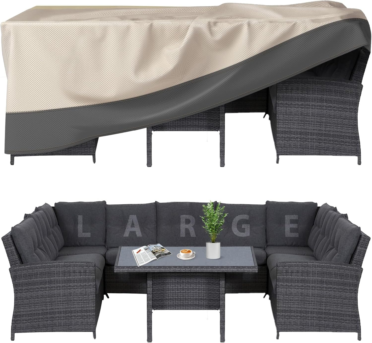 Patio Furniture Covers Waterproof Heavy Duty, 110"x84"x28" Large Outdoor Dining Table and Chair Covers, Anti-UV, General Purpose Outside Sectional Sofa Set Covers