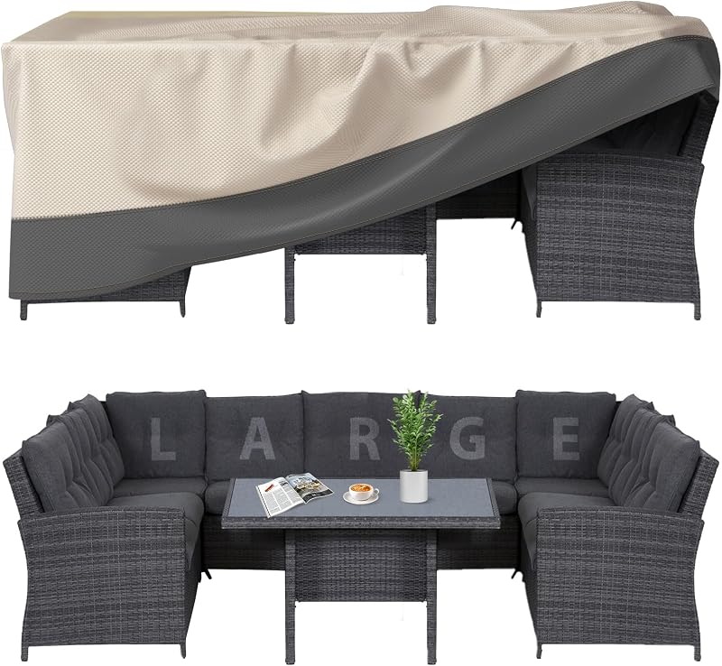Outdoor Patio Furniture Covers Waterproof, Heavy Duty, 110x84x28 in | 600D Oxford fabric with Anti-UV Protection for Outdoor Dining Table and Chair Sets; Tear-Resistant for Year-Round Use