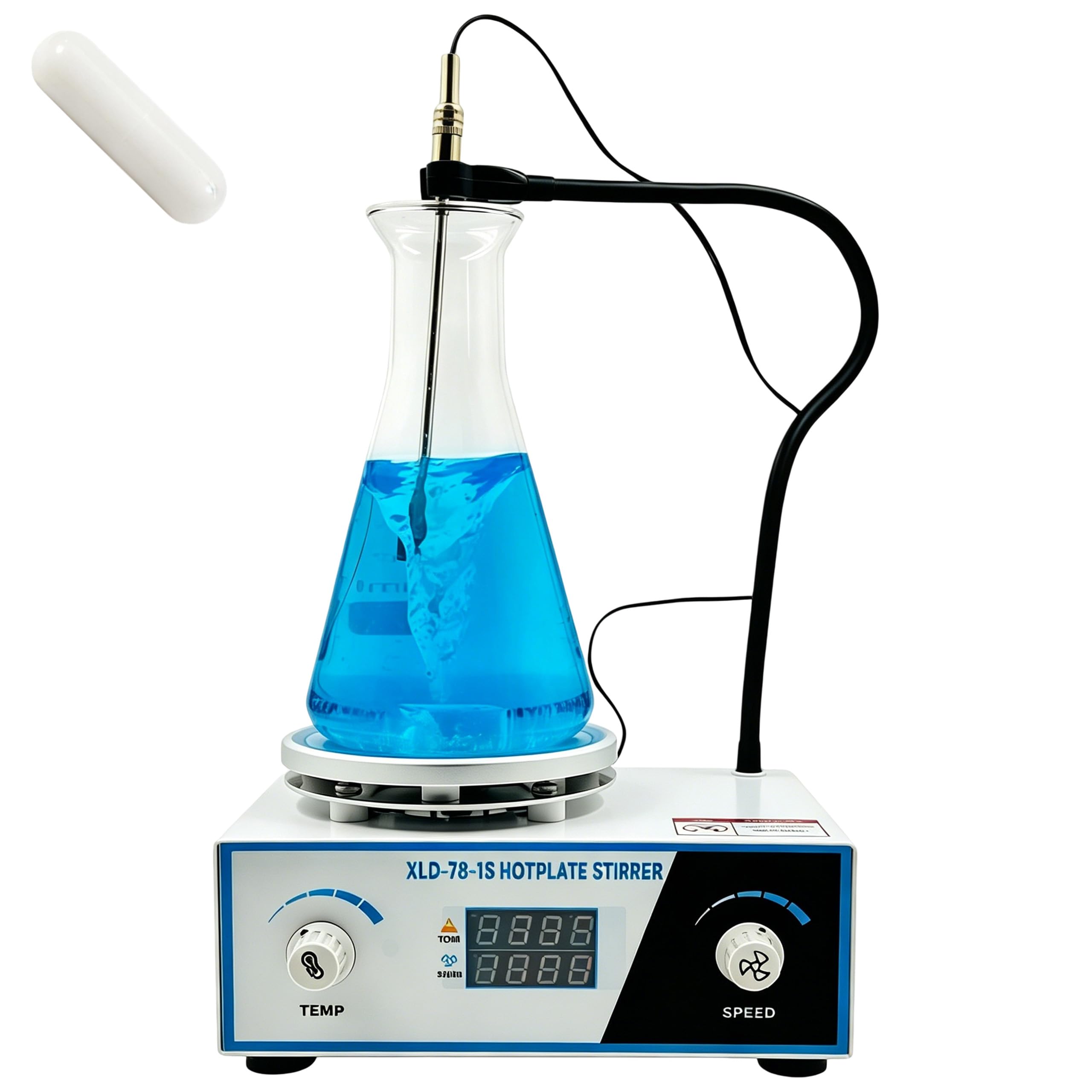 Agitatore magnetico con piastra riscaldante, 250 W, con regolatore di velocità da 300 – 2600 giri/min, display digitale Magnetic Stirrer con bastoncini magnetici a forma di C e asta girevole