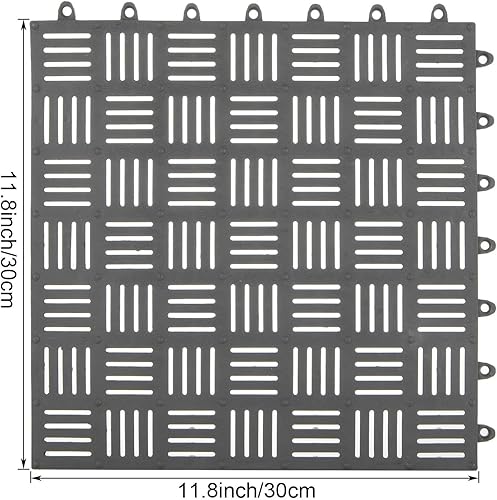 Miniatura 2 de Paquete de 12 tapetes de drenaje antideslizantes de 12 x 12 pulgadas, tapete modular de empalme de PVC suave, tapete de goma entrelazado para piso,
