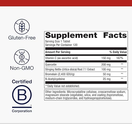 Miniatura 4 de Metagenics Suplemento Sinuplex con vitamina C, quercetina y bromelina para ayudar a apoyar la función respiratoria saludable - 120 tabletas