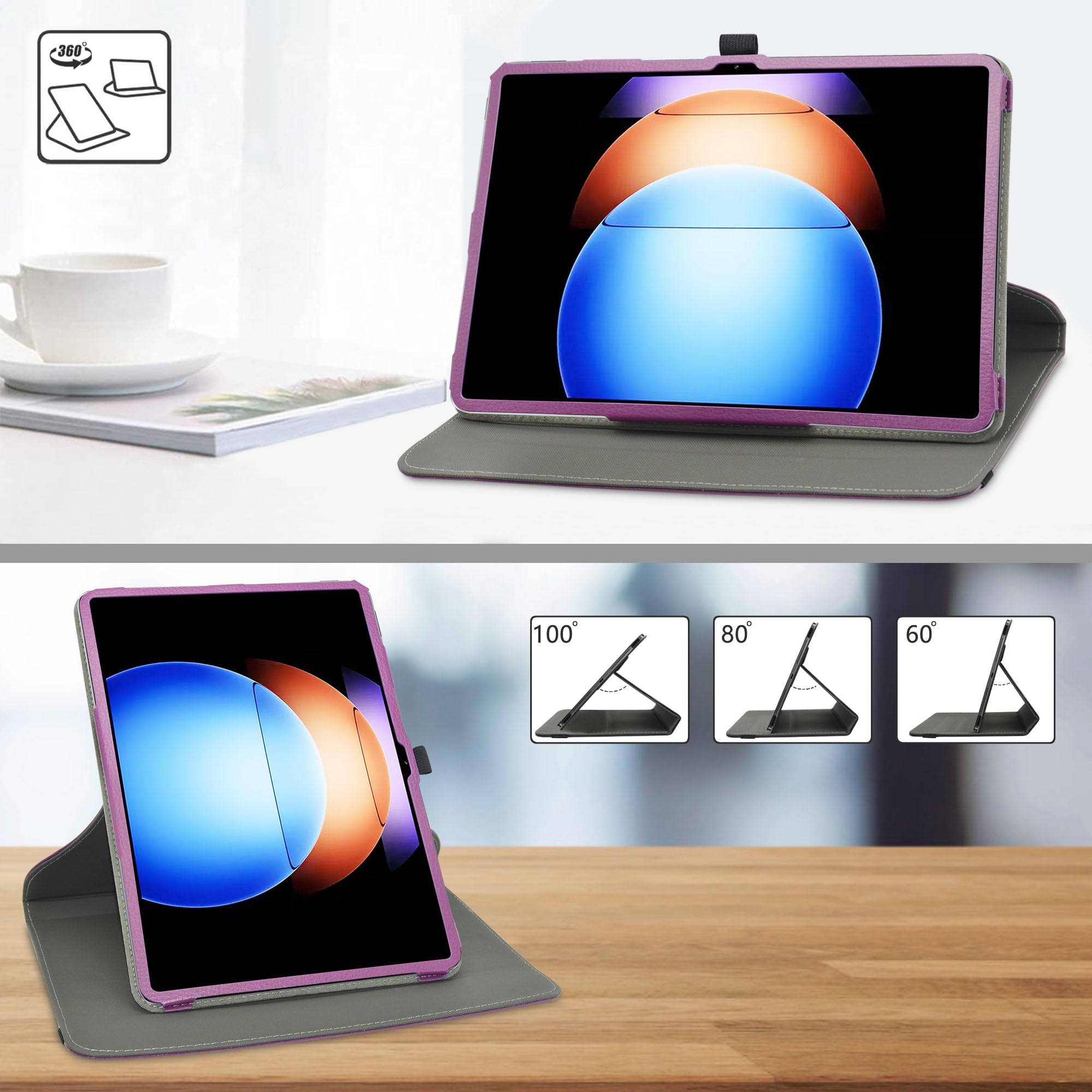 MAMA MOUTH Cover Xiaomi Redmi Pad 2,Slim girevole Smart 360 gradi di rotazione Case Cover Custodia Protettiva per Redmi Pad SE/Lenovo Idea Tab TB336FU / Tab K11 Gen 2 TB336ZU 11 Inch