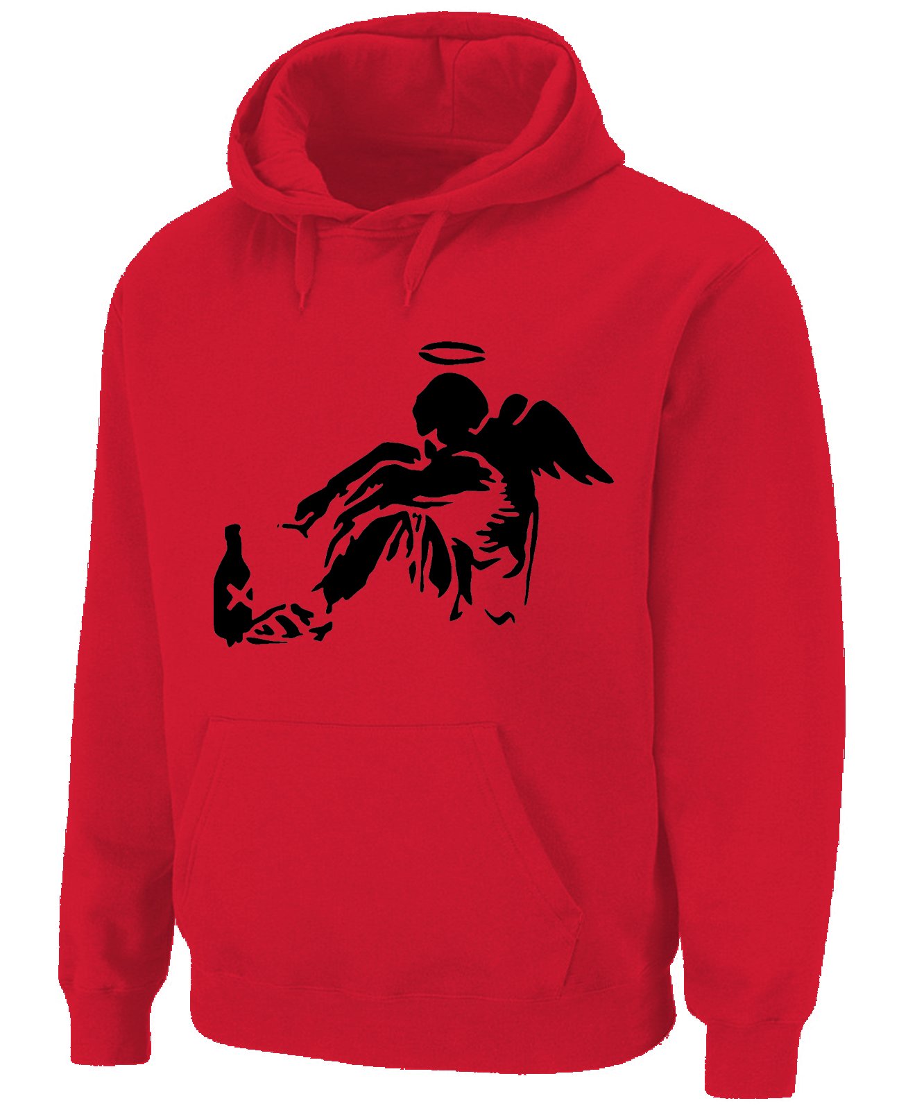 Tribal T-Shirts Mens Banksy Fallen Angel Hoody (Medium, Red)