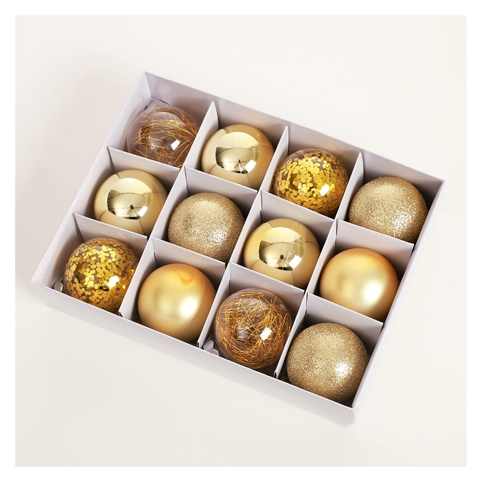 Weihnachtskugel-Dekorationsset, Weihnachtskugel-Ornamente, 12-tlg. Weihnachtskugel-Ornamente, bruchsichere Weihnachtsdekorationen für den Weihnachtsbaum, Feiertags-, Hochzeits- und Party-Dekoration,