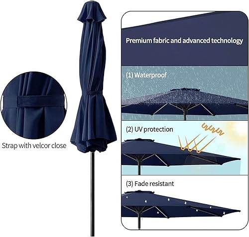 Miniatura 3 de Toldo de repuesto para sombrilla de patio, 6 varillas  8 varillas de 10 pies, para exteriores, protección UV 50+ para sombrilla de plátano, columna