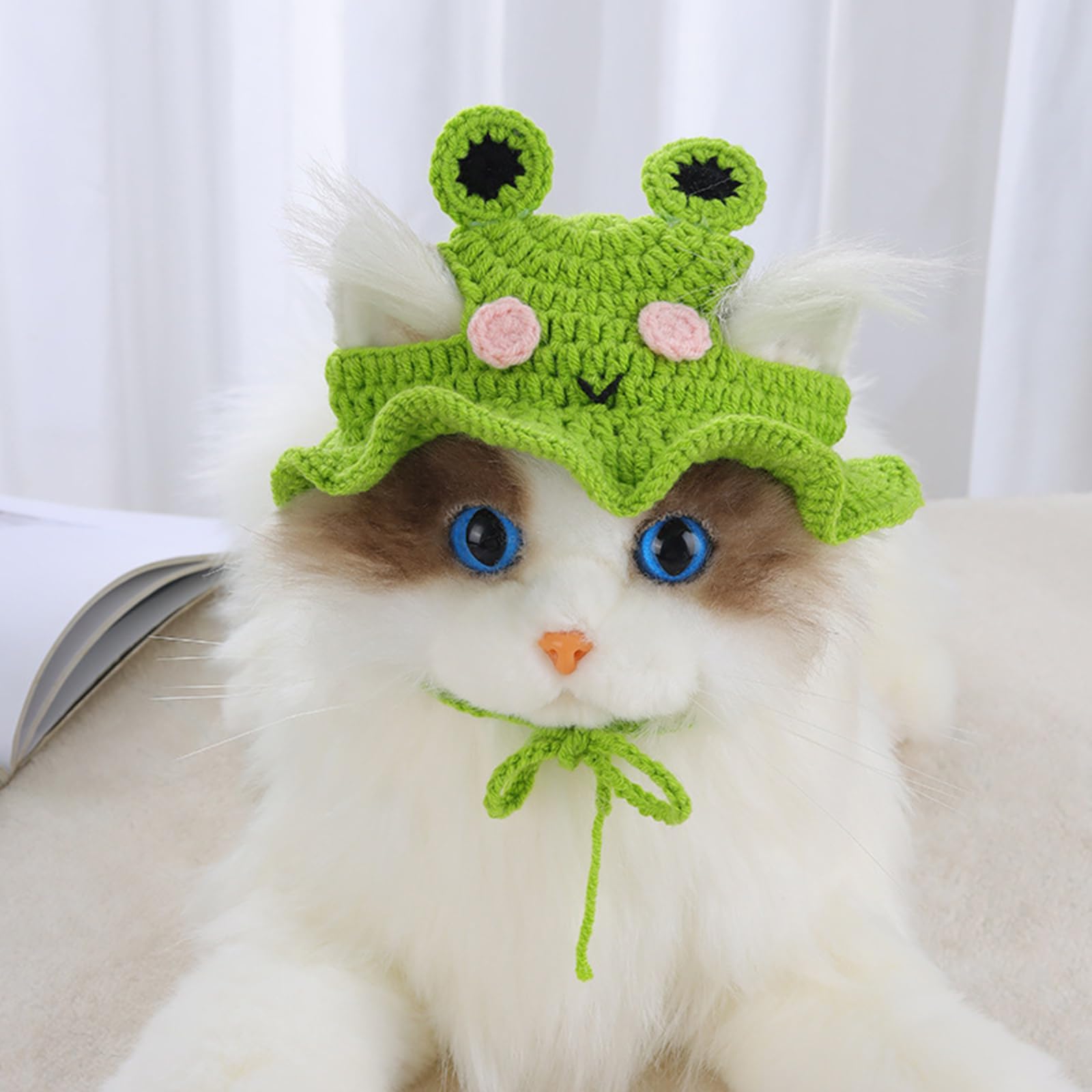 Qiansail Cat Hat Halloween Costumes Cute Frog Shape Pet Cap Cartoon Cloth Design Head Wear Accessories for Puppy Kitten (Small)