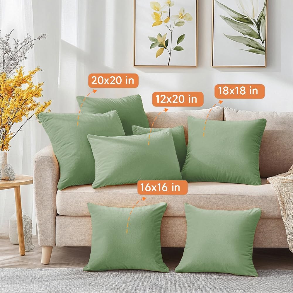 Sage Green Microfiber 16" x 16" Decorative Throw Pillow Covers