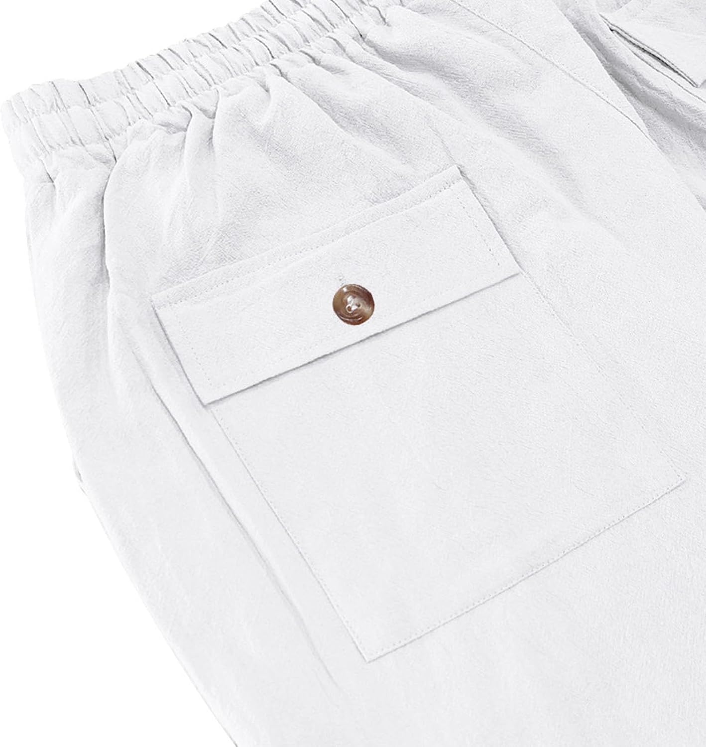 Zhyaj Baggy Linen Pants Men Elastic Waist Drawstring Casual Loose Fit Wide Straight Leg Summer Lightweight Vacation Pants