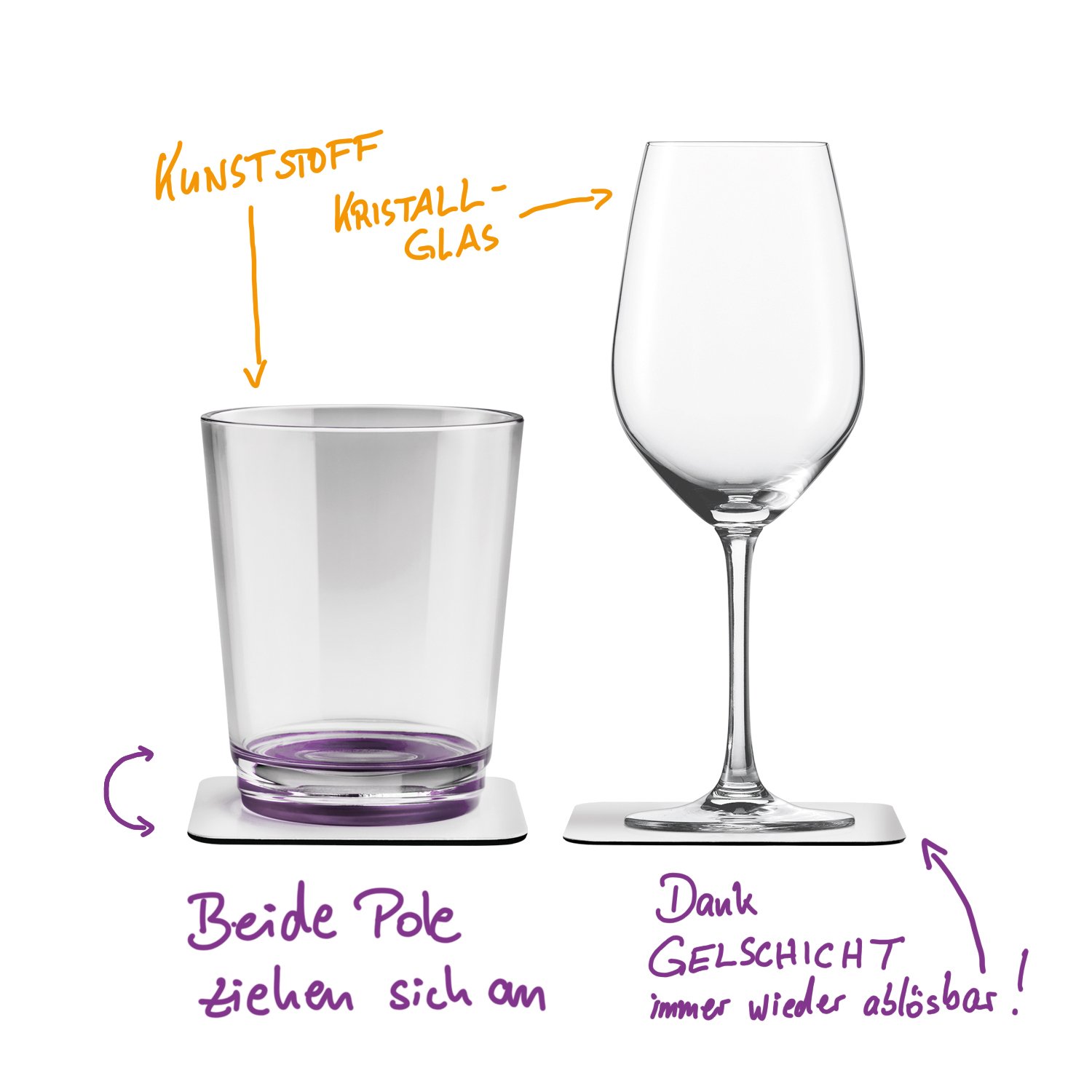 Silwy Wein-Kristallgläser mit Magnet 250 ml