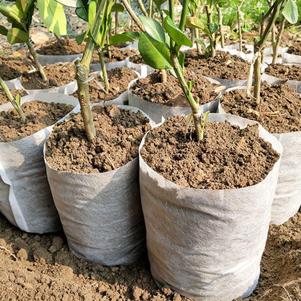 100pcs Nonwoven Fabric Nursery Plant Grow Bags Seedling Growing Planter Planting Pots Garden Eco-Friendly Ventilate Bags(16x20cm 100pcs)