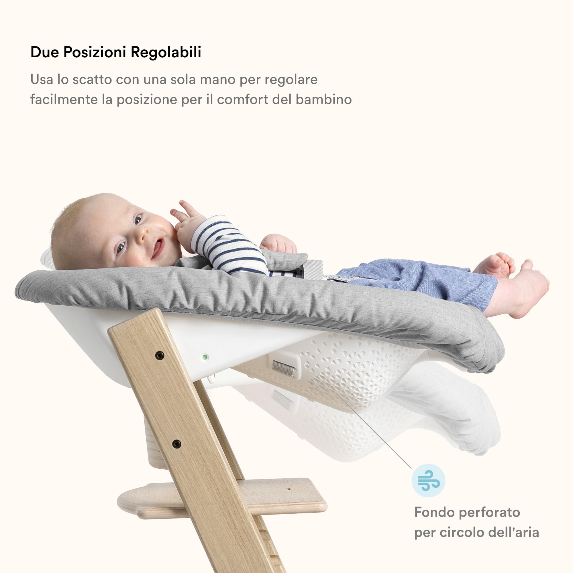 Seggiolone Tripp Trapp di Stokke, White (Include Sedia + Baby Set 2) con Newborn Set - Design Sicuro, Regolabile, Ergonomico