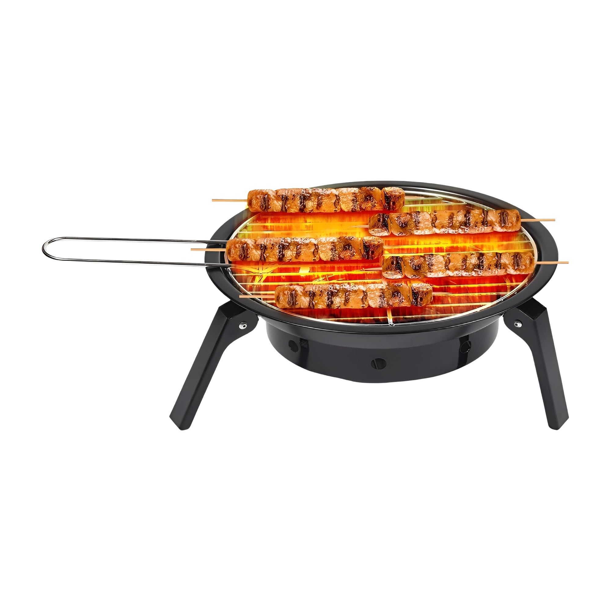 Peng Essentials Foldgrill Basic BBQ Grill for Indoor & Outdoor Cooking| Traveler Compact Foldable Tandoor Charcoal Barbeque Grill Set| Tabletop, Portable, Easy Assembly- (Black)