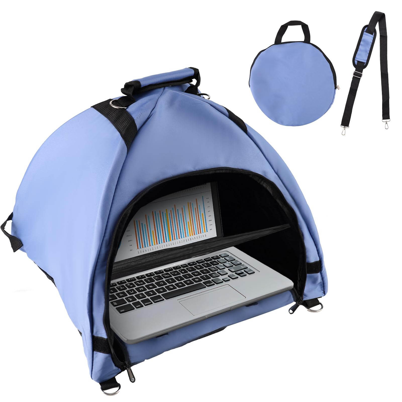 Lyreh Tenda Laptop, Parasole Laptop Tessuto Impermeabile Tent Computer per Lavorare All'Esterno Protezione Antiriflesso Riflettente Calore Tenda Sole Borsa Convertibile per Esterni