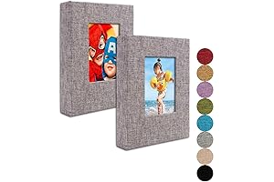 Mini Photo Book Album, petite 4x6 – Clear Pages, Grey Linen Cover...