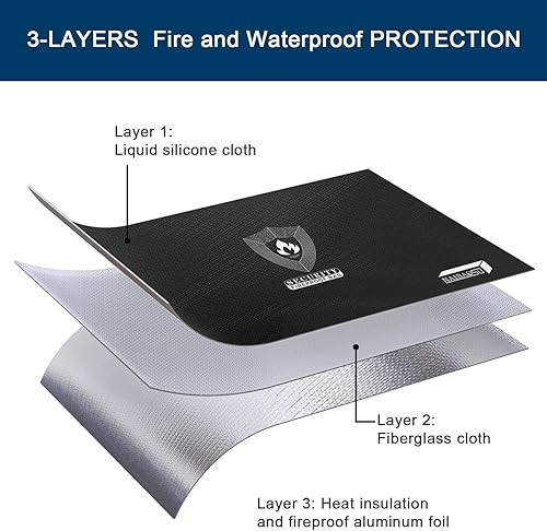 Miniatura 2 de Bolsas de dinero y documentos ignífugas, caja fuerte grande a prueba de fuego (15.4 x 11.8 x 5.2 pulgadas) con tira reflectante, caja de documentos