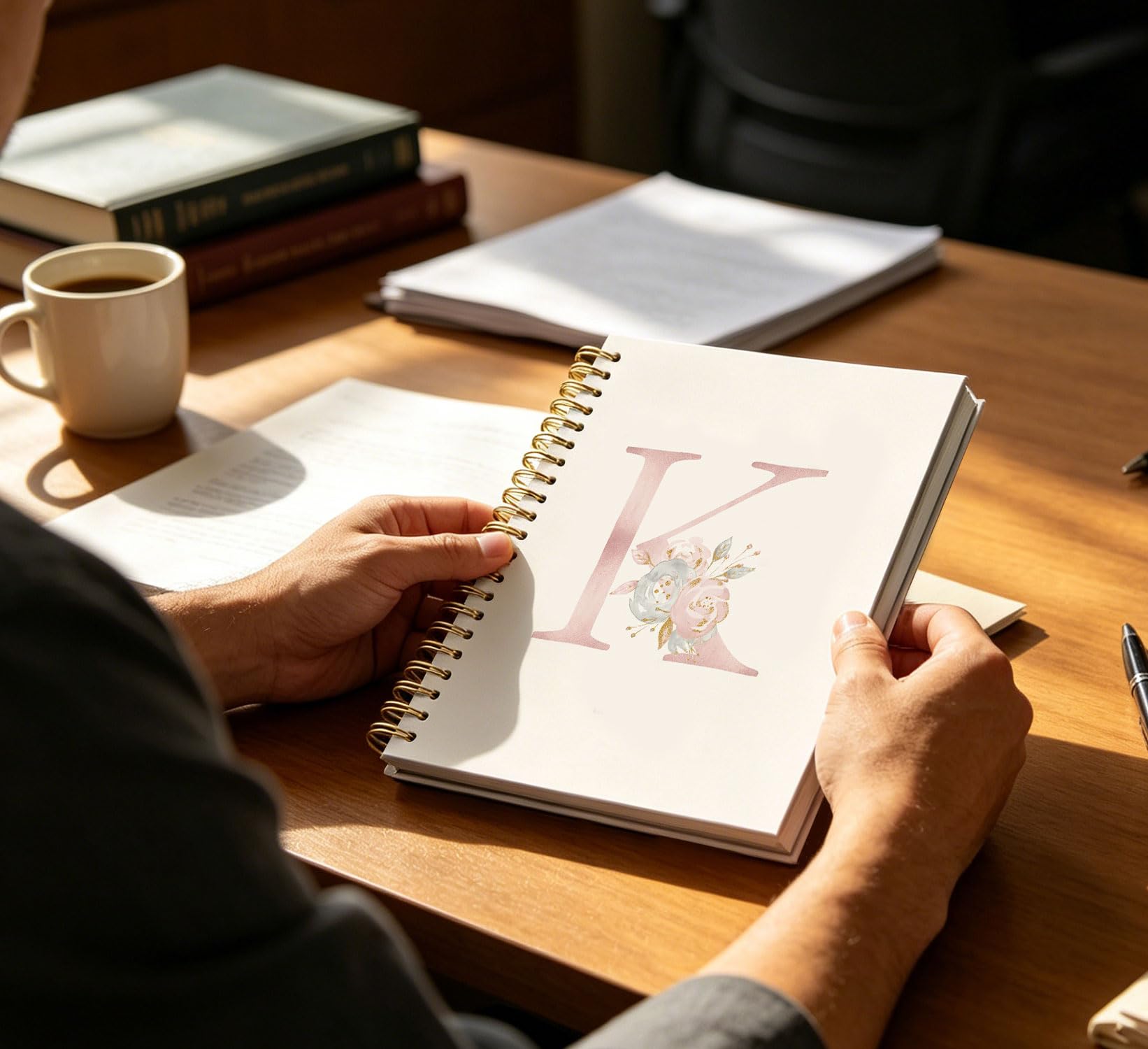 KDHTY Coquette - Cuaderno con espiral personalizado con inicial K, regalo de moda rosa para adolescentes, cuaderno monogramado para mujeres, adolescentes, niñas, cuaderno de espiral de tapa dura con